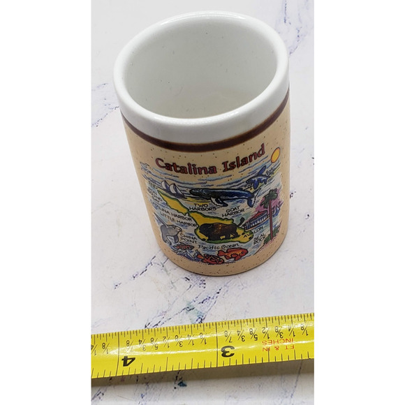 Catalina Island Souvenir Miniature Beige Vintage Ceramic Toothpick Holder - Picture 6 of 8